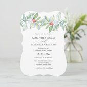 Kerst bruiloft uitnodiging Waterverf groen (Staand voorkant)