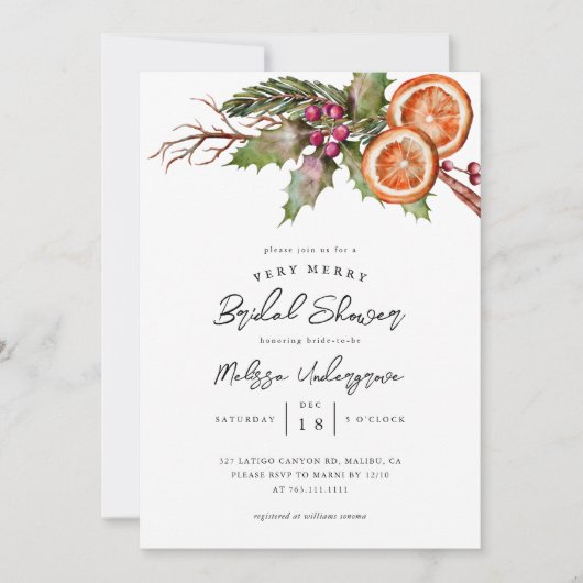 Kerst Bruiloft | Winter Botanisch Kaart (Voorkant)