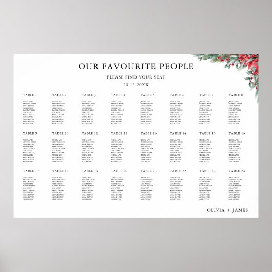 Kerst bruiloft Zitting Grafiek Sjabloon Poster (Voorkant)