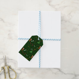 Kerst Bruin Hond boom bot poten Santa hoed licht Cadeaulabel