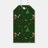 Kerst Bruin Hond boom bot poten Santa hoed licht Cadeaulabel (Voorkant)