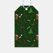 Kerst Bruin Hond boom bot poten Santa hoed licht Cadeaulabel (Achterkant)