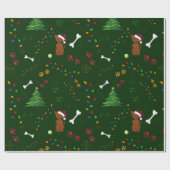 Kerst Bruin Hond boom bot poten Santa hoed licht Cadeaupapier (Vlak)