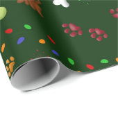 Kerst Bruin Hond boom bot poten Santa hoed licht Cadeaupapier (Rol Hoek)