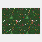 Kerst Bruin Hond boom bot poten Santa hoed licht Inpakpapier Vel (Voorkant 3)