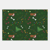 Kerst Bruin Hond boom bot poten Santa hoed licht Inpakpapier Vel (Voorkant)
