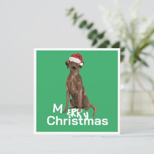 Kerst Bruin Labrador Hond Groen Vrolijk Groet (Staand voorkant)