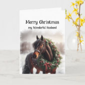 Kerst Bruin Paard Wonderful Man krans Kaart (Gele Bloem)