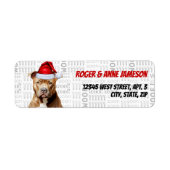 Kerst Bruin Pitbull Hond Terugkeer Adres Etiket (Voorkant)