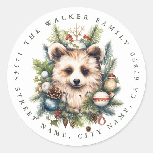 Kerst Bruin Ronde Stickers (Voorkant)