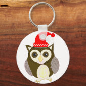 Kerst Bruine Uil met Sinterklaas Sleutelhanger (Voorkant)