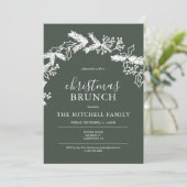 Kerst Brunch Dennen Bes Krans Groen Kaart (Staand voorkant)