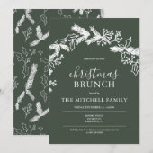 Kerst Brunch Dennen Bes Krans Groen Kaart (Voorkant / Achterkant)