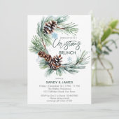 Kerst brunch dennenkrans sjabloon kaart (Staand voorkant)