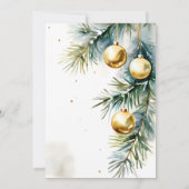 Kerst brunch gouden kerstballen dennen kaart (Achterkant)