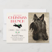 Kerst Brunch Party Scottie Hond Foto Groen Kaart (Voorkant)