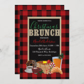 Kerst Brunch Rustiek Rood Zwart Buffalo Plaid Kaart (Voorkant / Achterkant)