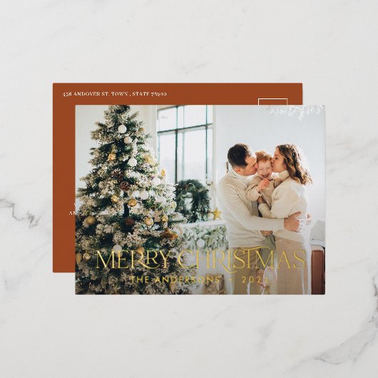 Kerst budget botanisch elegante hert bloem- foi folie feestdagen briefkaart (Voorkant / Achterkant)