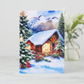 Kerst budget voor berghut feestdagenkaart (Staand voorkant)