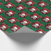 Kerst Buffalo Plaid Krans Schedel en Botten Cadeaupapier (Hoek)