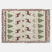 Kerst Buffel geruite herten gewei pijnbomen Deken (Voorkant)