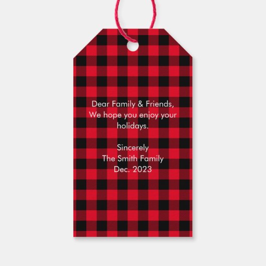 Kerst Buffel Plaid Favor Gift Labels Cadeaulabel (Achterkant)