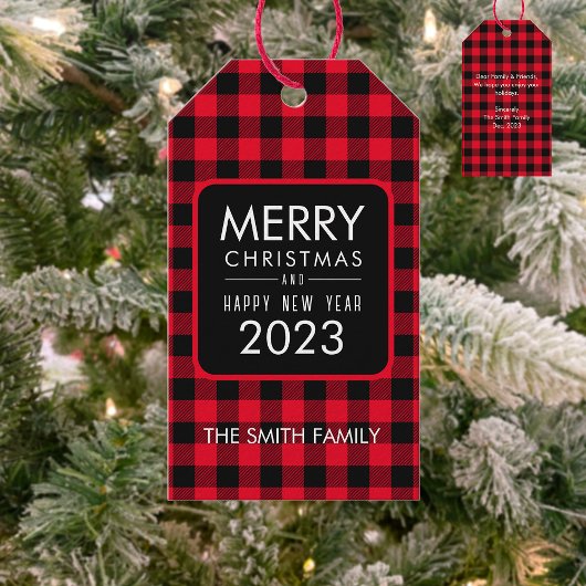 Kerst Buffel Plaid Favor Gift Labels Cadeaulabel