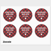 Kerst Buffel Plaid Handgemaakt Met Liefde Classic Ronde Sticker (Vel)