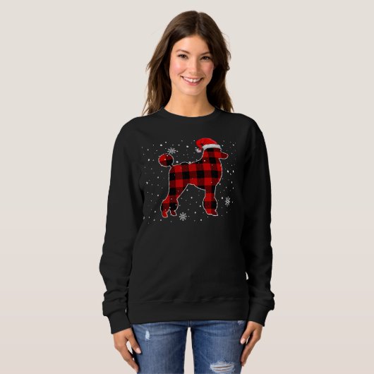 Kerst Buffel Plaid Hond Kerstmis Poodle Pa Trui (Voorkant volledig)