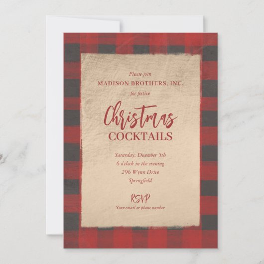 Kerst Buffel Plaid Party Kaart (Voorkant)