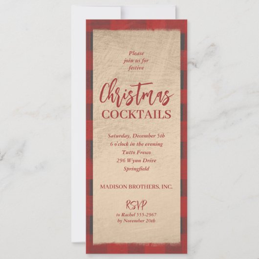 Kerst Buffel Plaid Party Kaart (Voorkant)