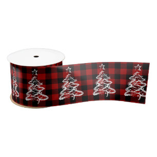 Kerst Buffel Plaid Rood Zwart Checks Gingham Satijnen Lint