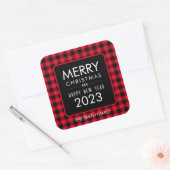 Kerst Buffel Plaid Sticker/Label Vierkante Sticker (Envelop)