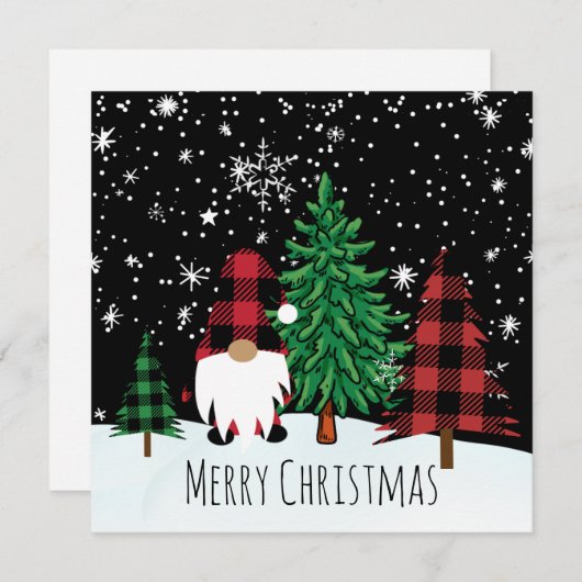 Kerst Buffel Print Gnome Kerst Kaart (Voorkant / Achterkant)