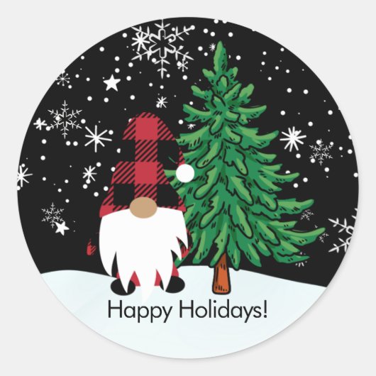 Kerst Buffel Print Gnome Sticker (Voorkant)