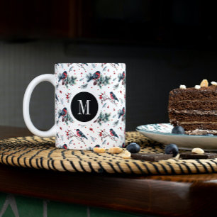 Kerst Bull-finch & rode bessen Patroon Mok