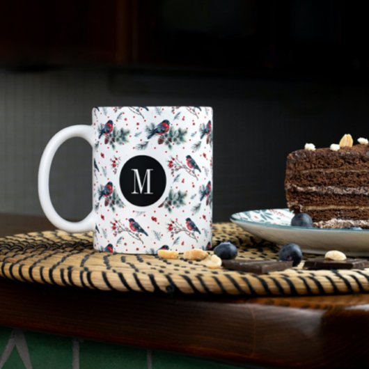 Kerst Bull-finch & rode bessen Patroon Mok