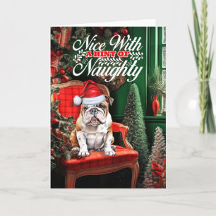 Kerst Bulldog hond ondeugend of mooi Feestdagen Kaart