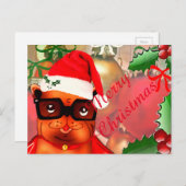 Kerst Bulldog op een kerstbal achtergrond Feestdagenkaart (Voorkant / Achterkant)