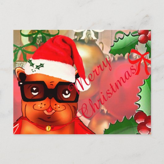 Kerst Bulldog op een kerstbal achtergrond Feestdagenkaart (Voorkant)