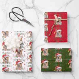 Kerst Bulldog Patroon Wrapping Papieren Bladen Inpakpapier Vel
