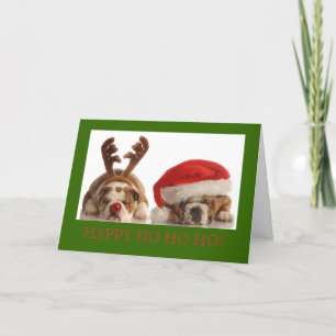 KERST BULLDOG VAKANTIE GROET KAART GROEN
