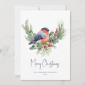 Kerst Bullfinch en groen vakantie Kaart (Voorkant)