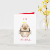 Kerst Bunny Angel, gepersonaliseerde kerst Kaart (Gele Bloem)