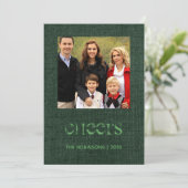 Kerst Burlap Damask Familie Foto Feestdagenkaart (Staand voorkant)