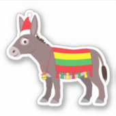 Kerst Burro Cartoon Sticker (Voorkant)