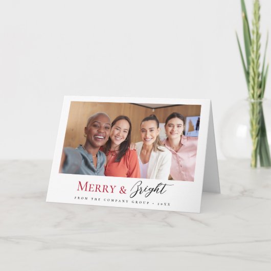 Kerst Business Team Foto Vrolijk en helder Feestdagen Kaart (Voorkant)