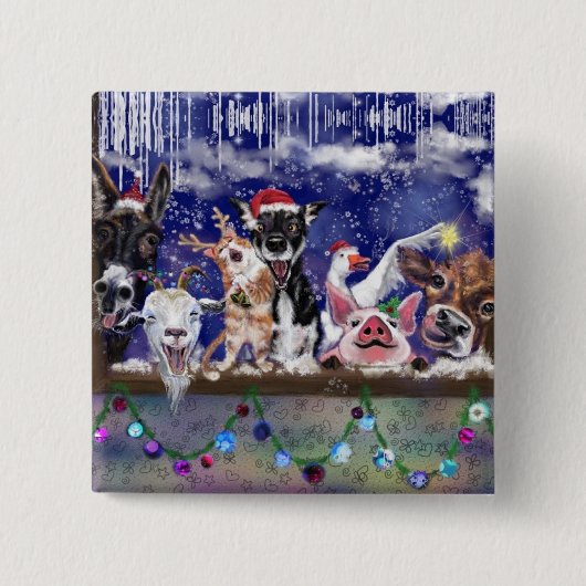 Kerst Button Gift Funny Animal Party (Voorkant)