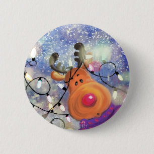 Kerst Button Gift met Happy Reindeer