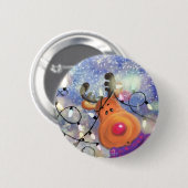 Kerst Button Gift met Happy Reindeer (Voorkant /achterkant)